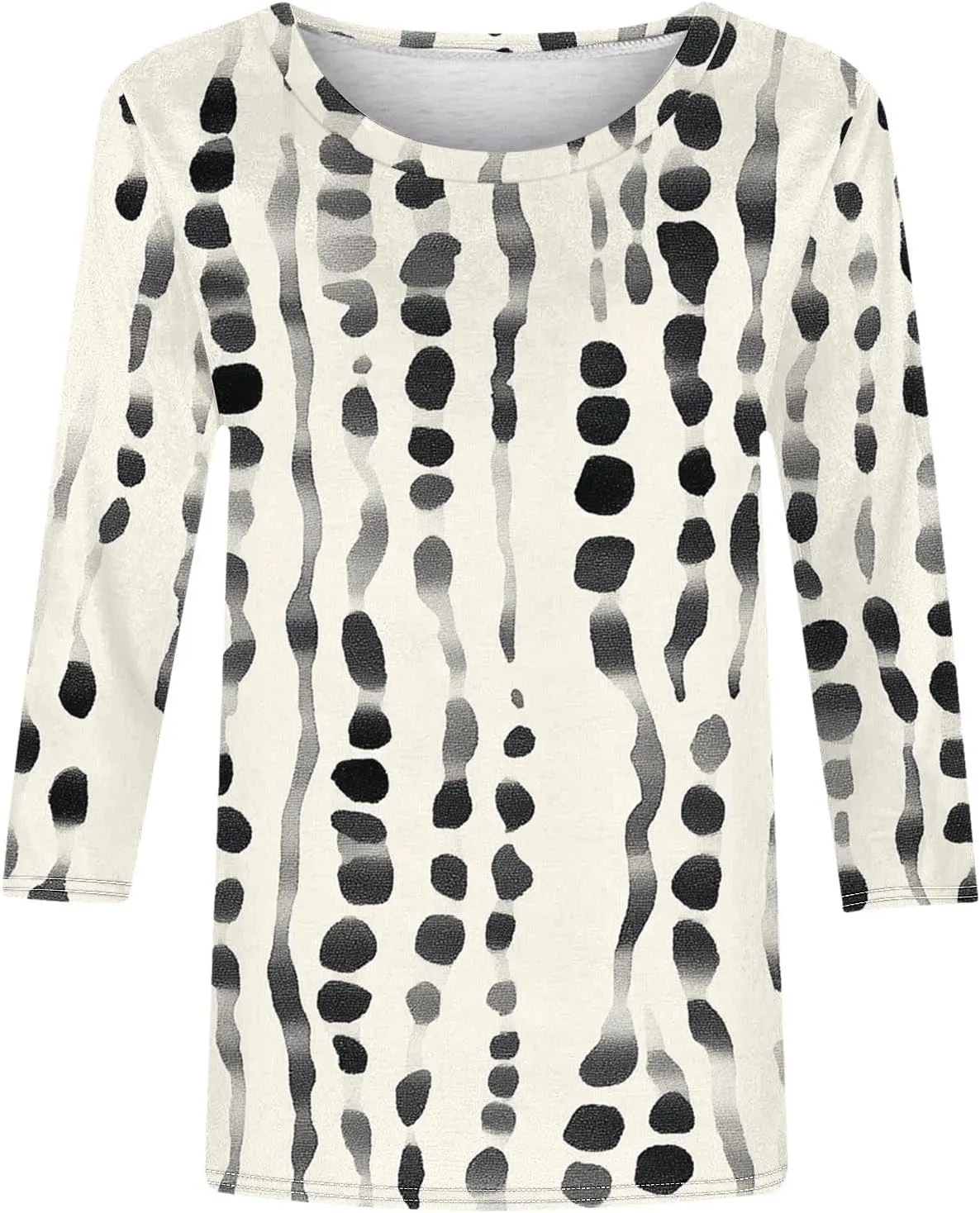 3/4 Length Sleeve Womens Tops Plus Size Print Graphic Tee Shirts Causal Dressy Crewneck Shirts Loose Fit Blouse Tees