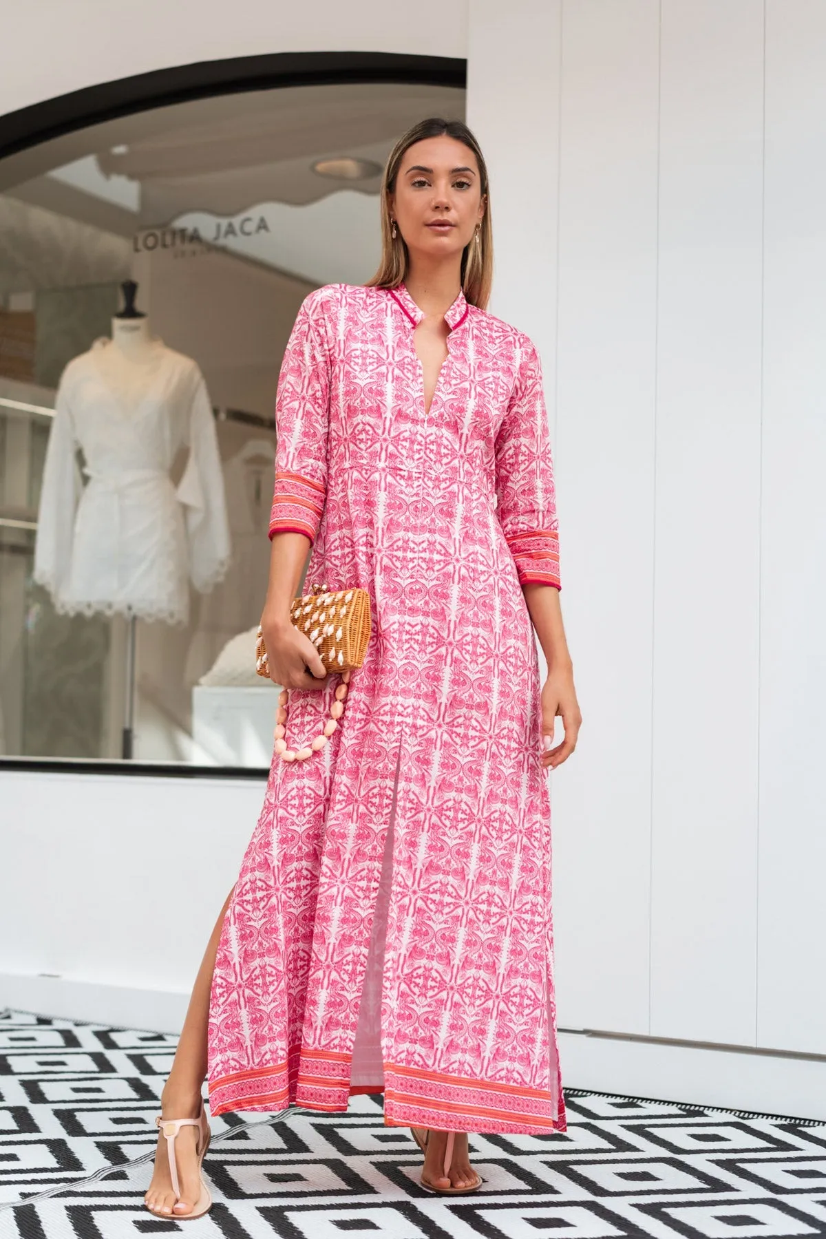 ALICIA COTTON & SILK LONG DRESS