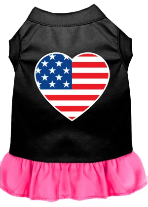 American Flag Heart Screen Print Dress Black With Bright Pink Xxl