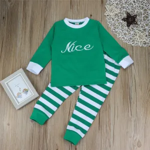 Baby Unisex Long Sleeve Letter T-shirt & Striped Pants Baby Clothes Vendors