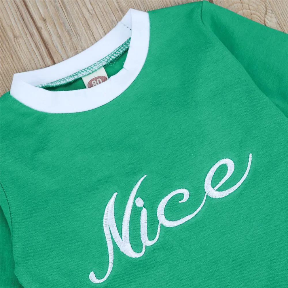 Baby Unisex Long Sleeve Letter T-shirt & Striped Pants Baby Clothes Vendors