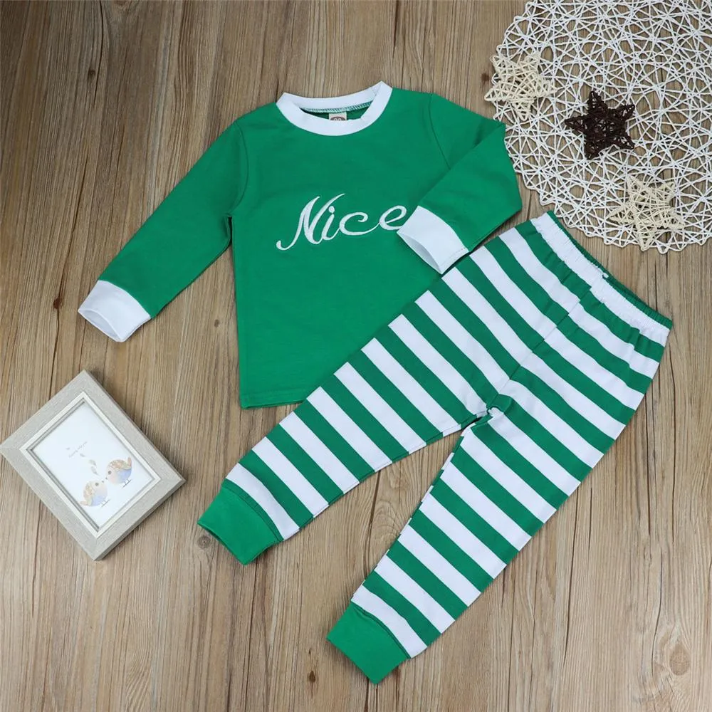 Baby Unisex Long Sleeve Letter T-shirt & Striped Pants Baby Clothes Vendors
