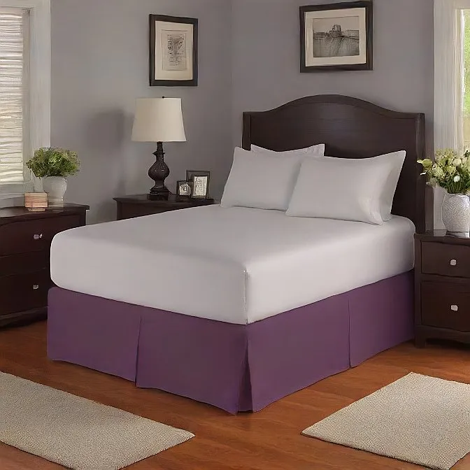Bed Skirt Solid Plum 13 Inches Drop Egyptian Cotton 1000TC
