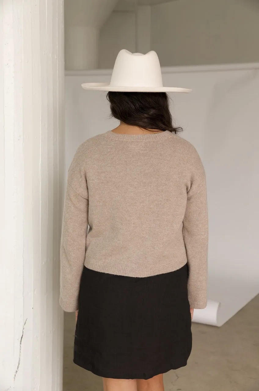 Beige Cashmere Cardigan Sweater