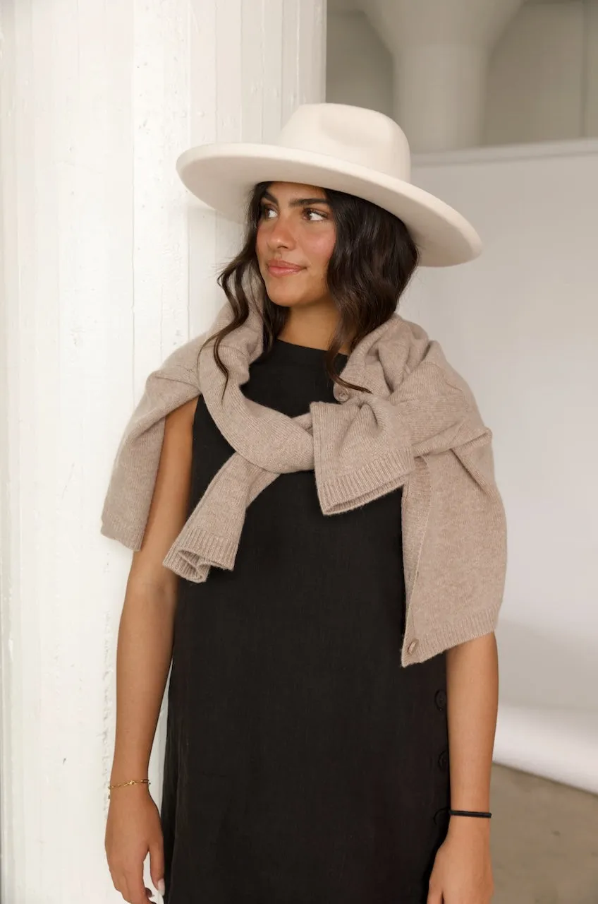 Beige Cashmere Cardigan Sweater