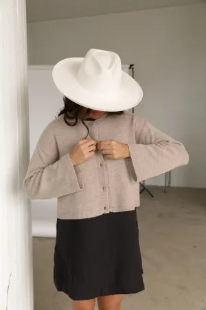 Beige Cashmere Cardigan Sweater
