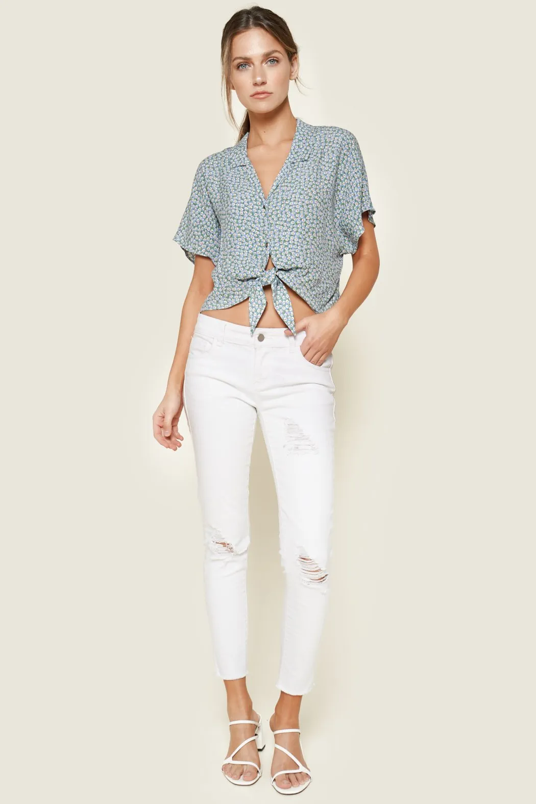 Bellare Floral Tie Front Top