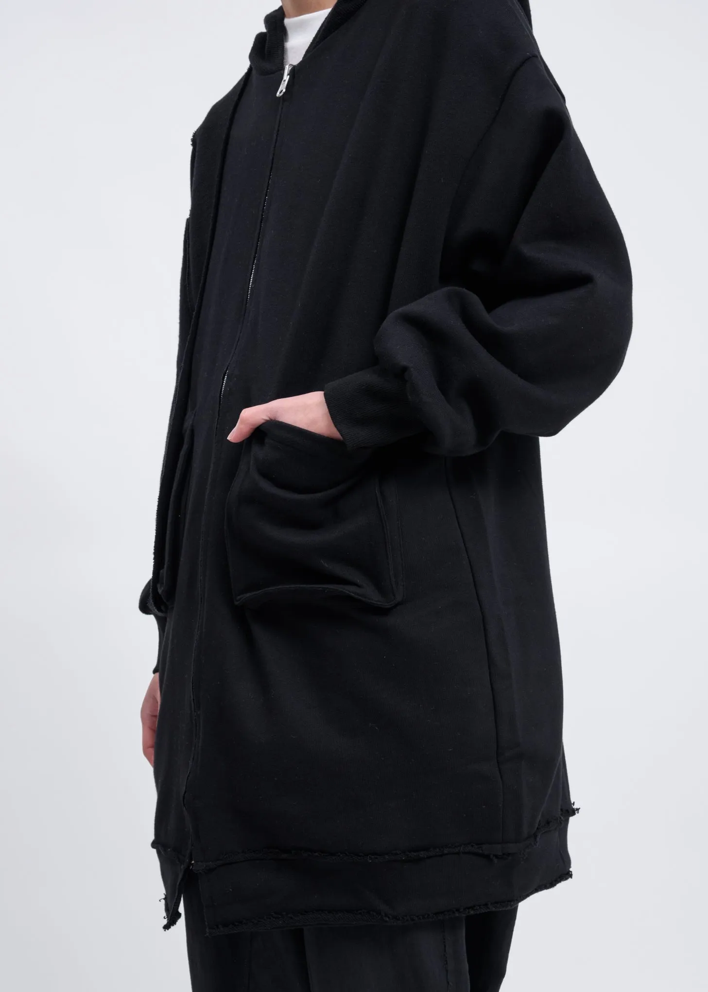 Black Reversible Long Zip Up Hoodie