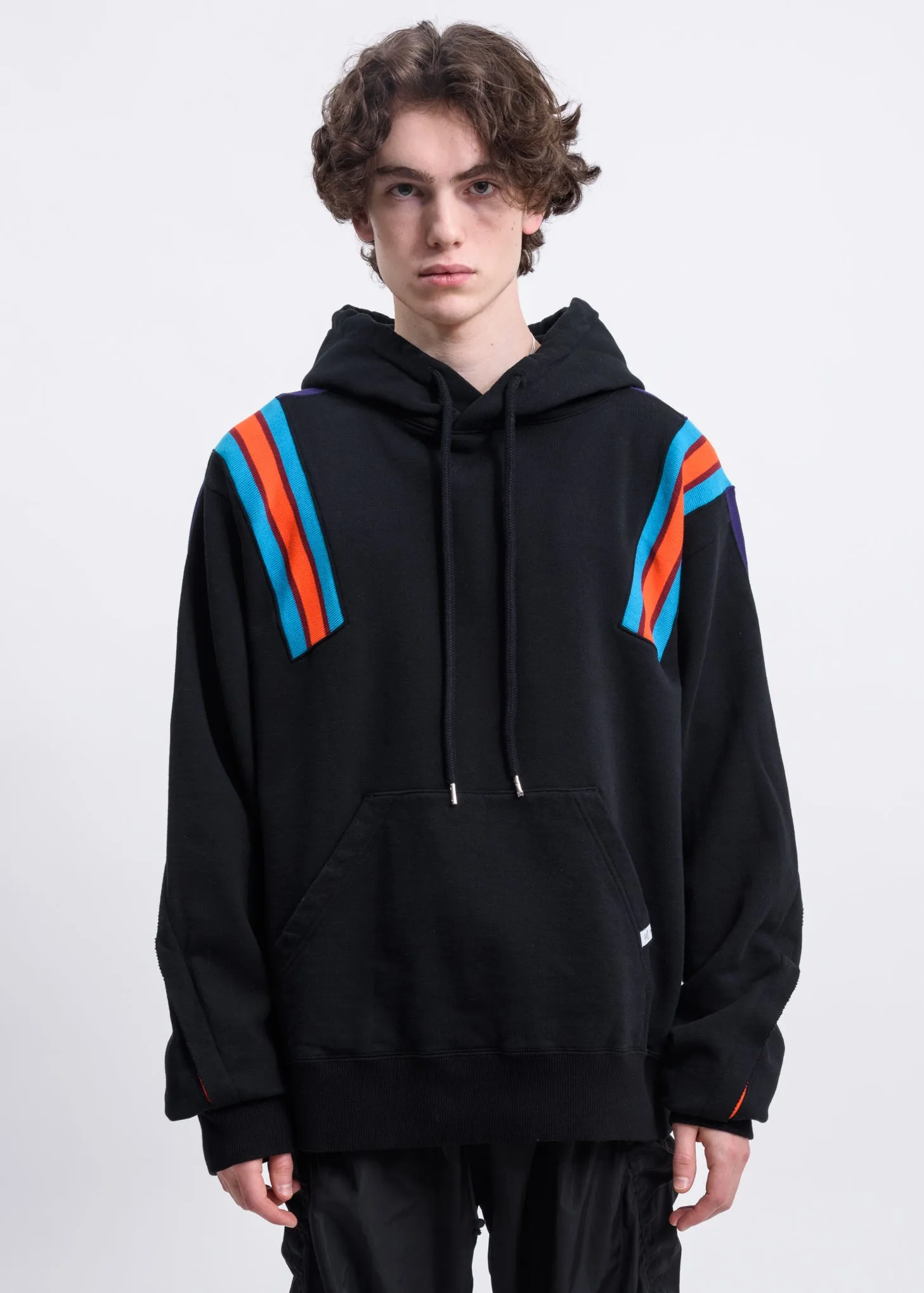Black Ribbed Hoodie