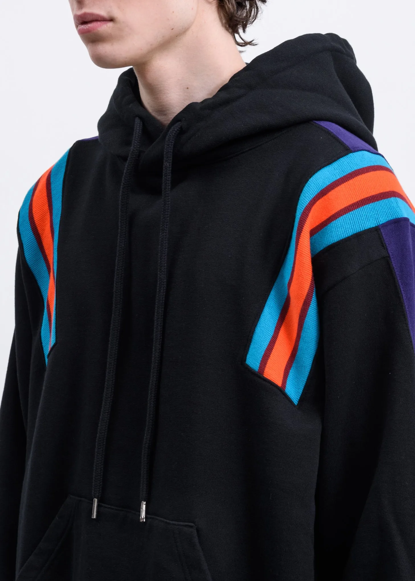 Black Ribbed Hoodie