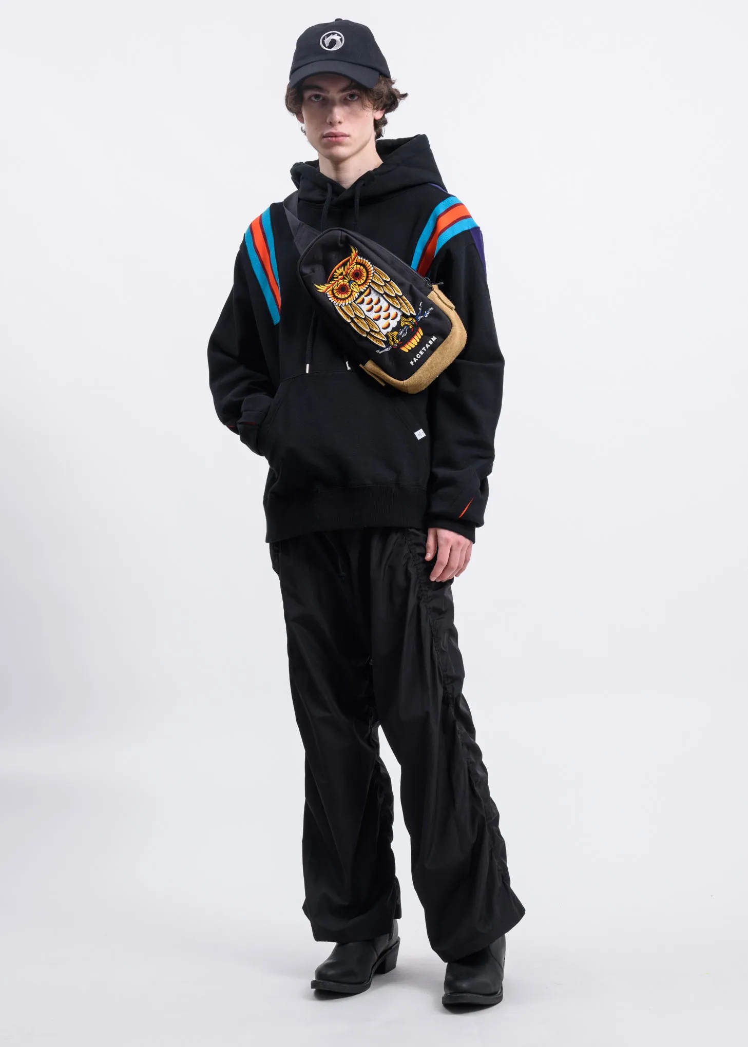 Black Ribbed Hoodie