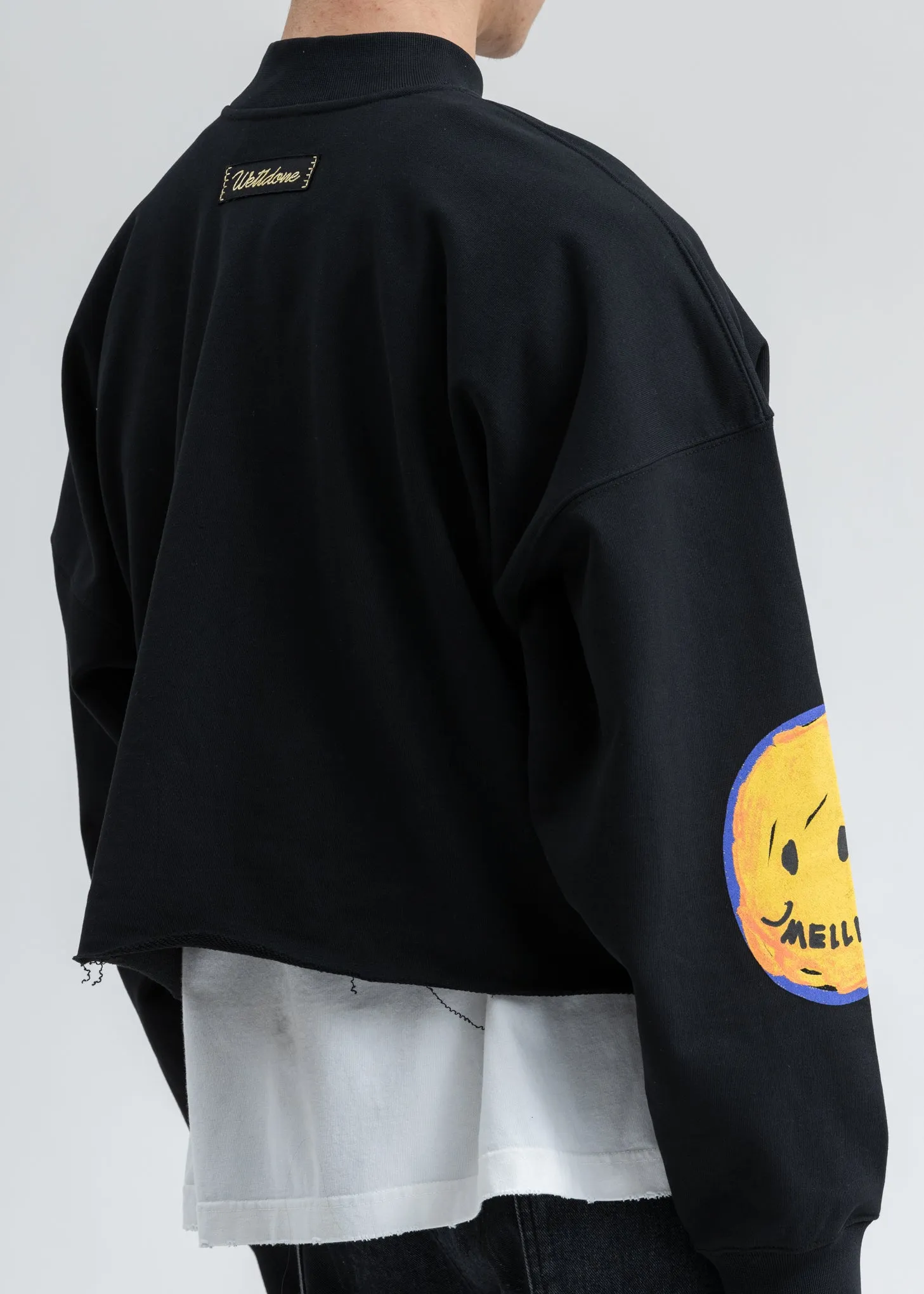 Black Smiley Raw Edge Sweatshirt