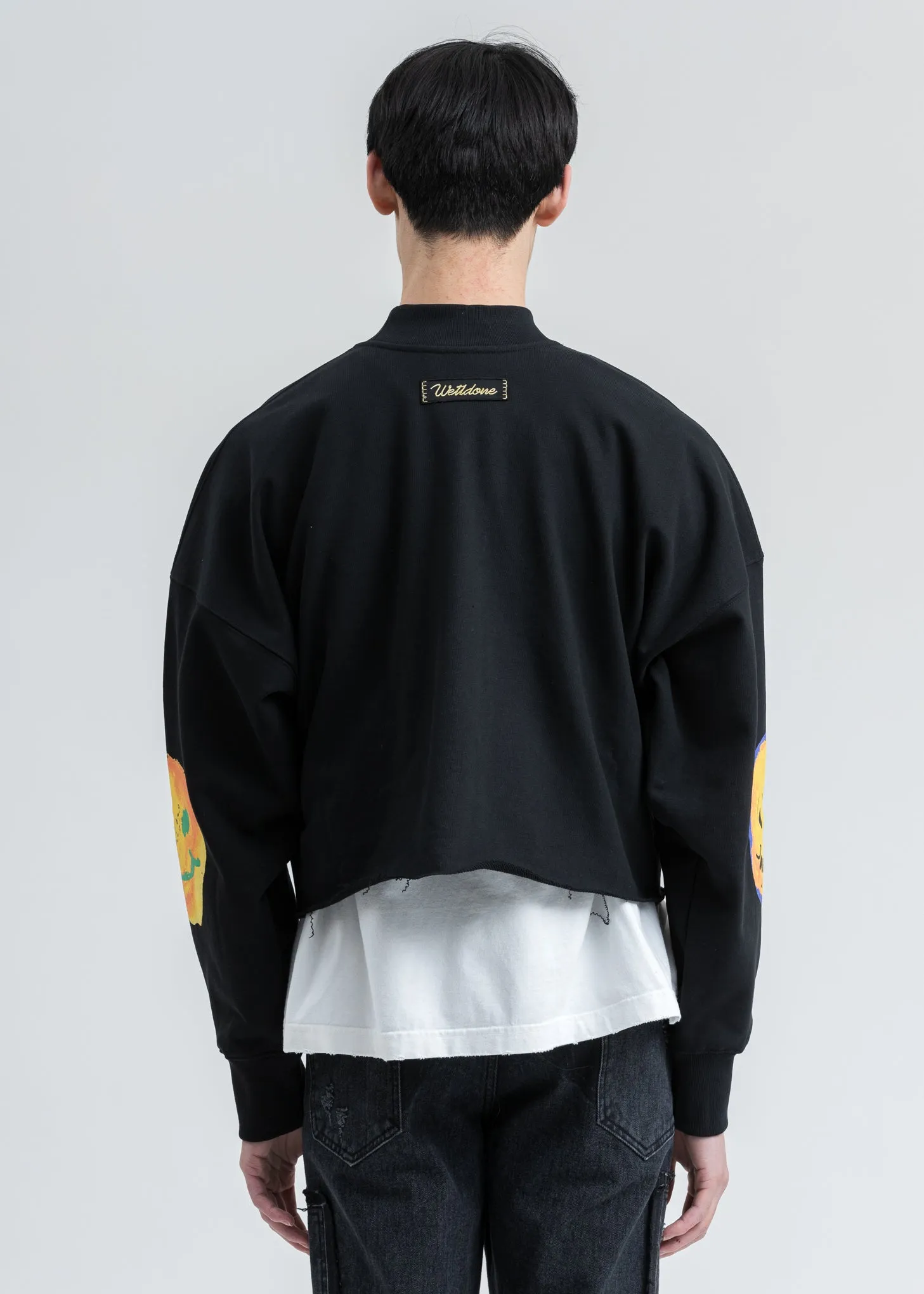 Black Smiley Raw Edge Sweatshirt