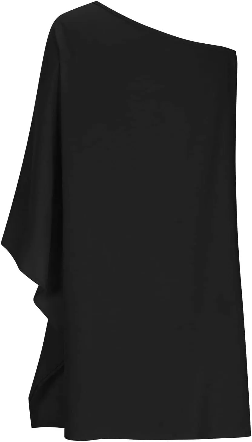 Bohemian Dress for Women, Women Casual Fashion Loose Printed One Shoulder Doll Sleeve Dress