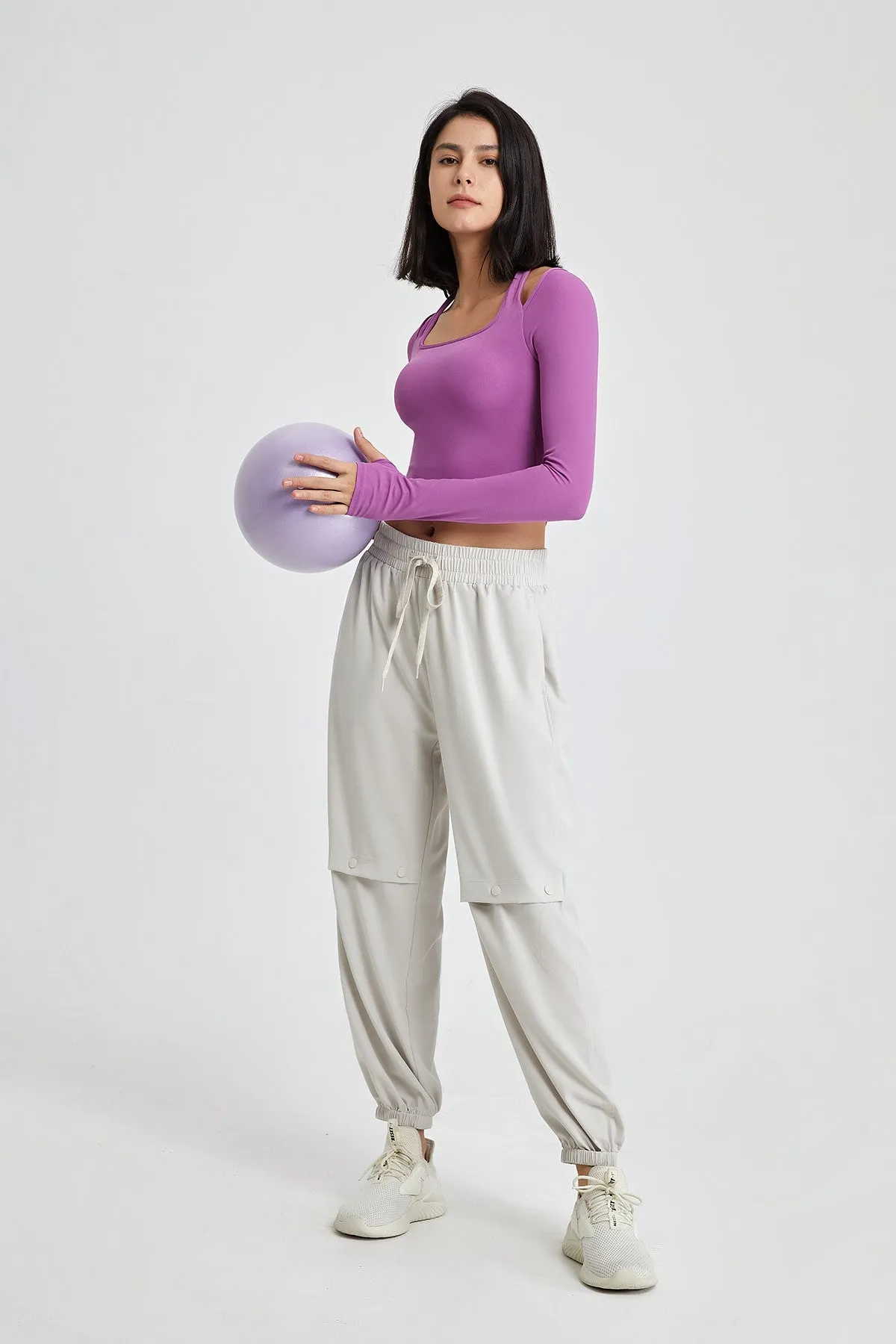Boyfriend Cargo Pants with Drawstring