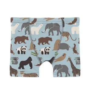 Boy's Print Bamboo Boxer Brief - Spring Sky Zoo