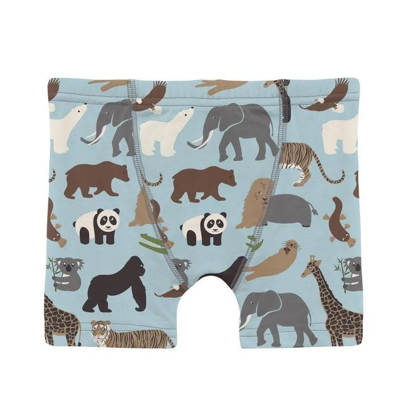 Boy's Print Bamboo Boxer Brief - Spring Sky Zoo