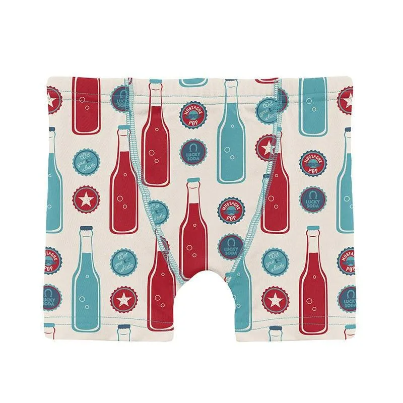 Boy's Print Bamboo Boxer Briefs (Set of 3) - Natural Soda Pop, Summer Sky Bowling & Balloon