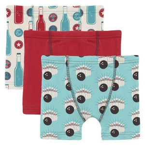Boy's Print Bamboo Boxer Briefs (Set of 3) - Natural Soda Pop, Summer Sky Bowling & Balloon