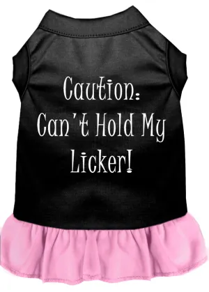 Can't Hold My Licker Screen Print Dress Black With Light Pink Med