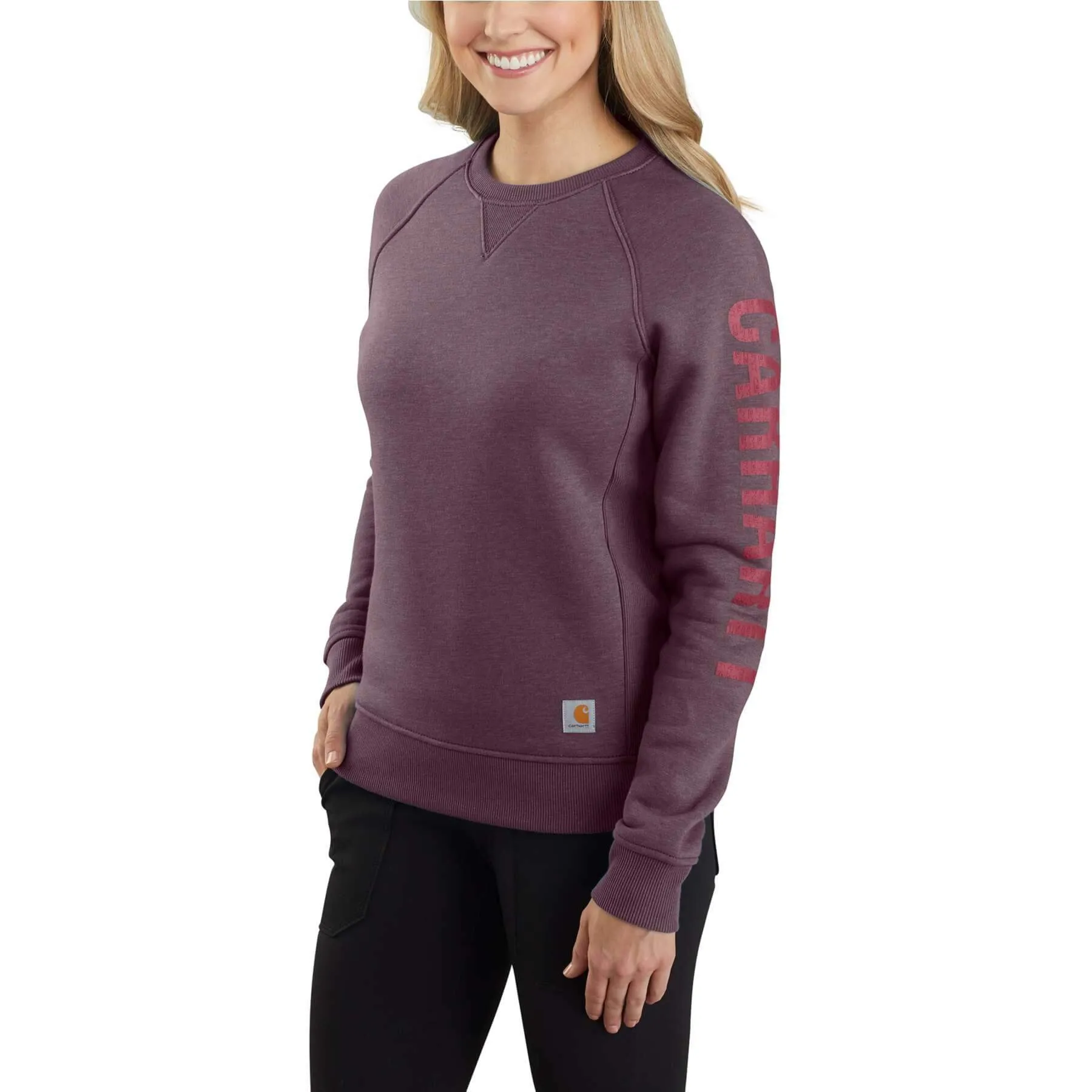 Carhartt Womens Clarksburg Relaxed Fit Sleeve Logo Crewneck Sweatshirt 104410