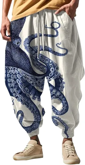 Casual Harem Linen Japanese Yoga Street Feel Casual Sweatpants Mens Drawstring Aladdil Hippih Harem Pants Hakama