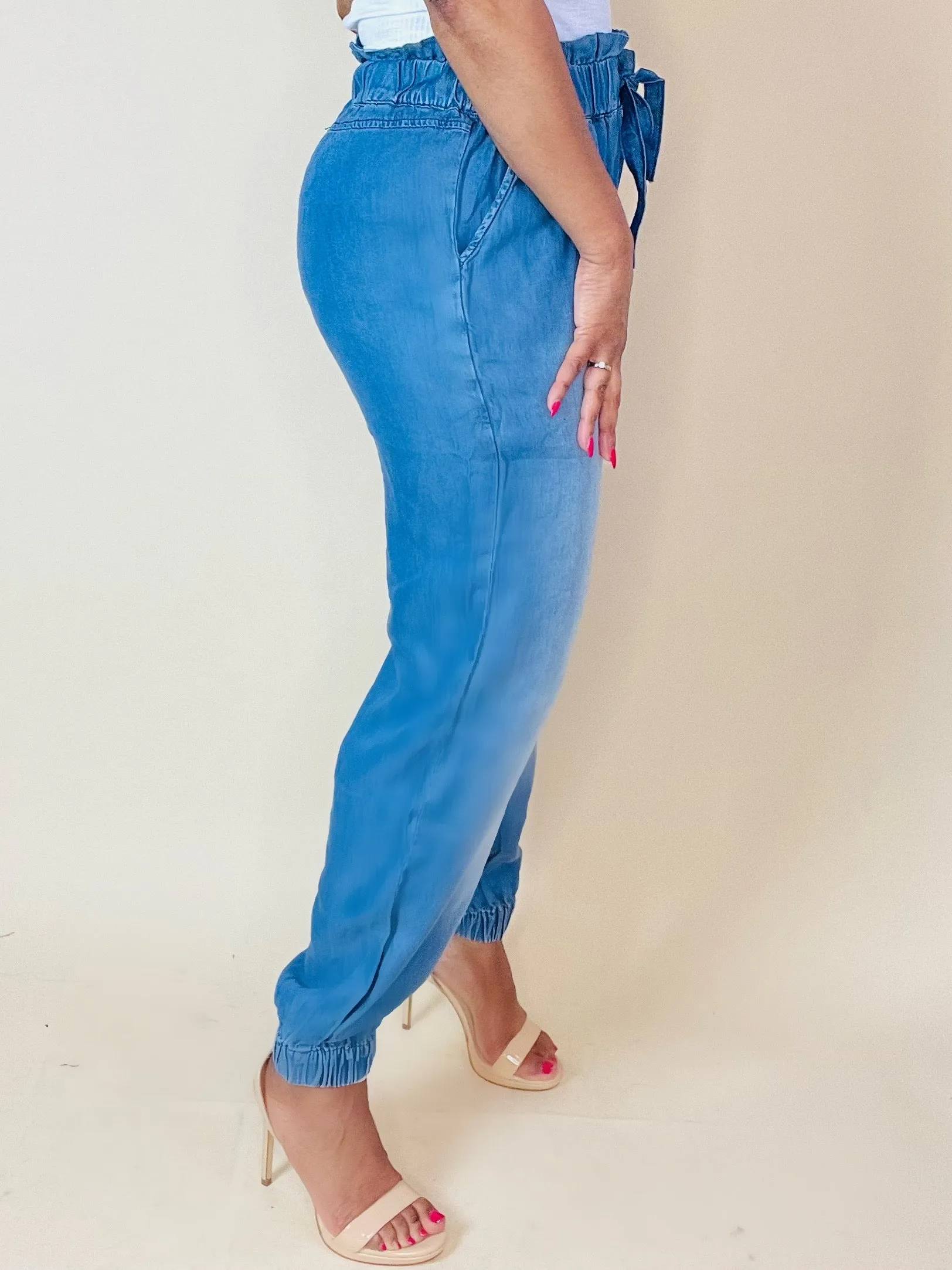 Chambray Paper Bag Joggers