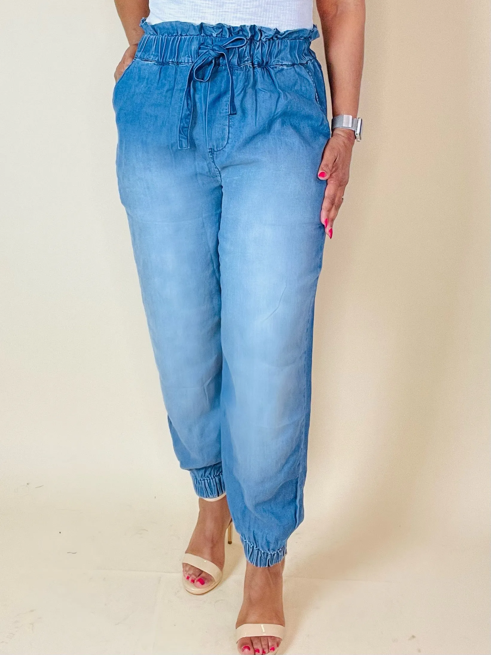 Chambray Paper Bag Joggers