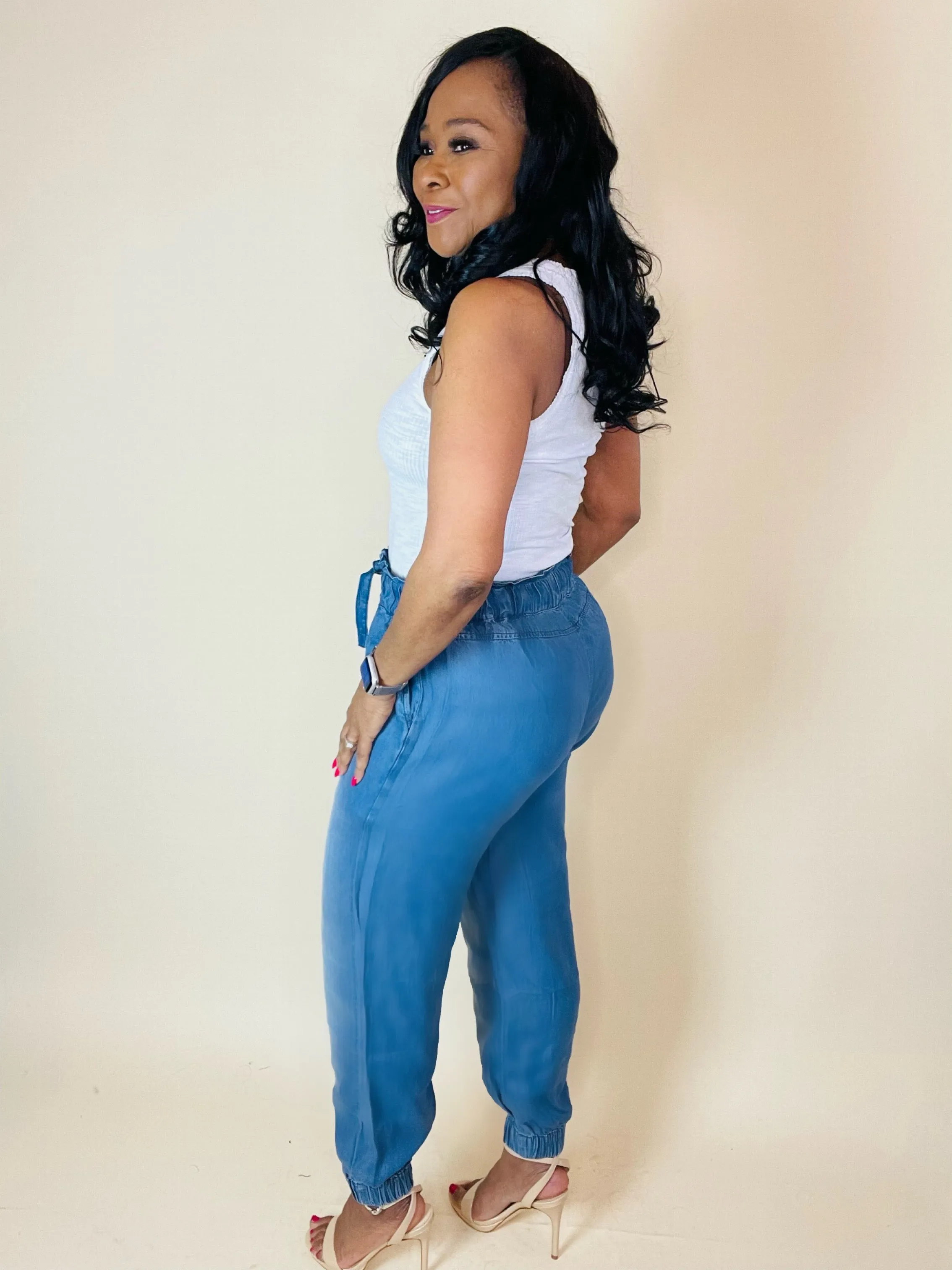 Chambray Paper Bag Joggers