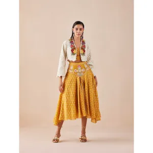 CHANDRIMA Ivory Quilted Bolero Jacket