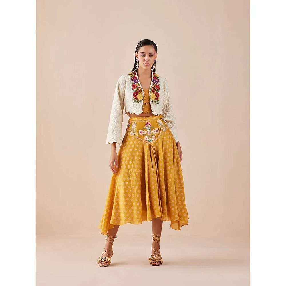 CHANDRIMA Ivory Quilted Bolero Jacket