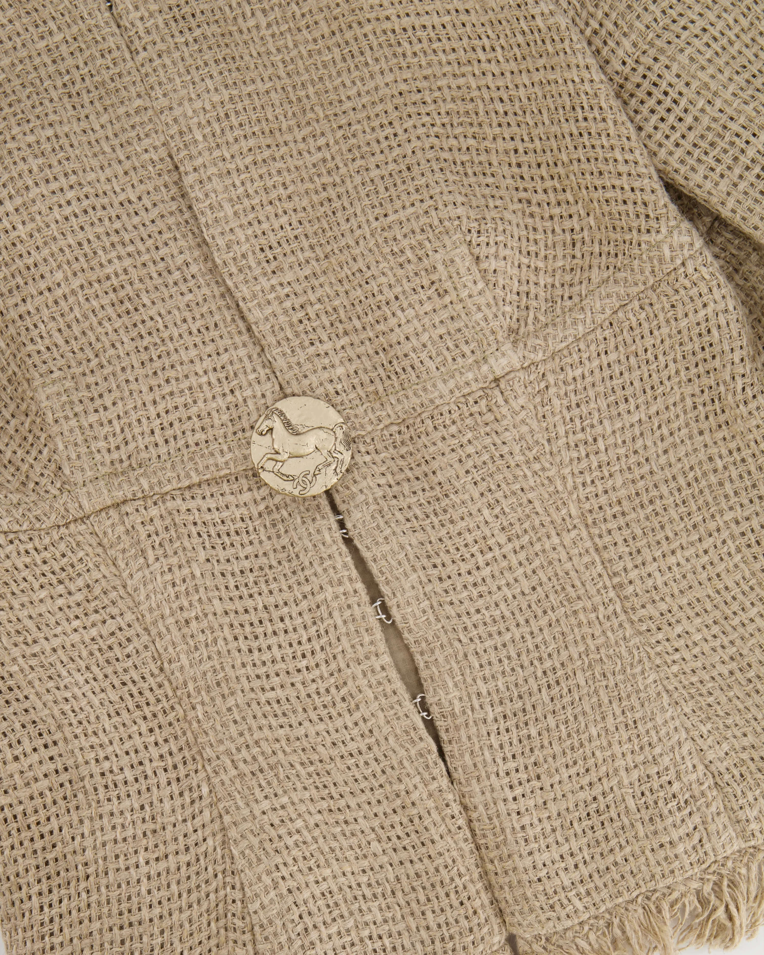 Chanel Ancient Greece 2018 Beige Tweed Jacket With Gold Button Detail Size Fr 40 (uk 12) Rrp £3,500