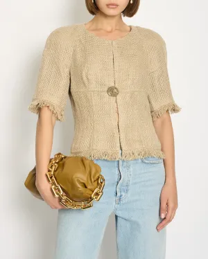 Chanel Ancient Greece 2018 Beige Tweed Jacket With Gold Button Detail Size Fr 40 (uk 12) Rrp £3,500