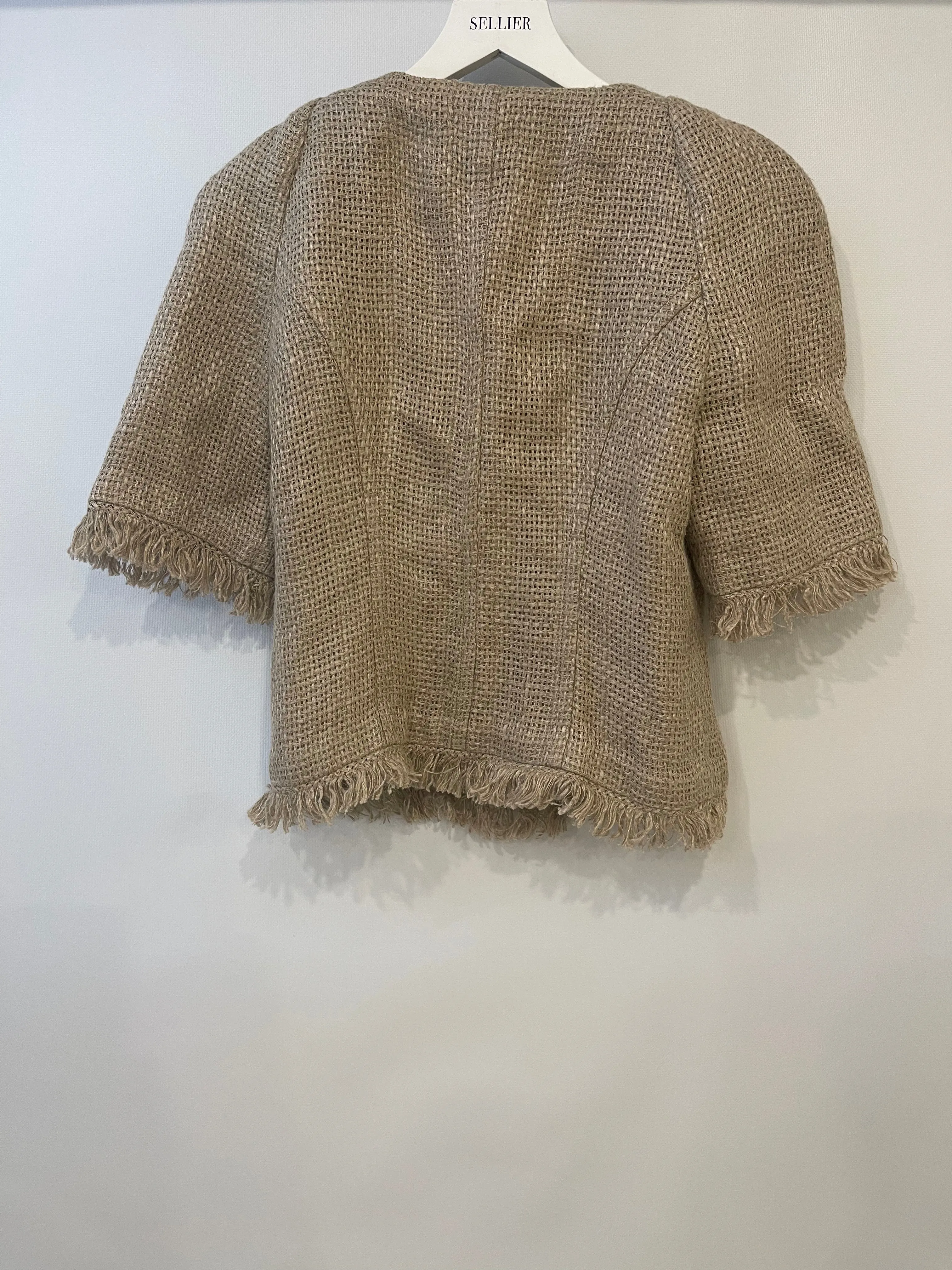 Chanel Ancient Greece 2018 Beige Tweed Jacket With Gold Button Detail Size Fr 40 (uk 12) Rrp £3,500