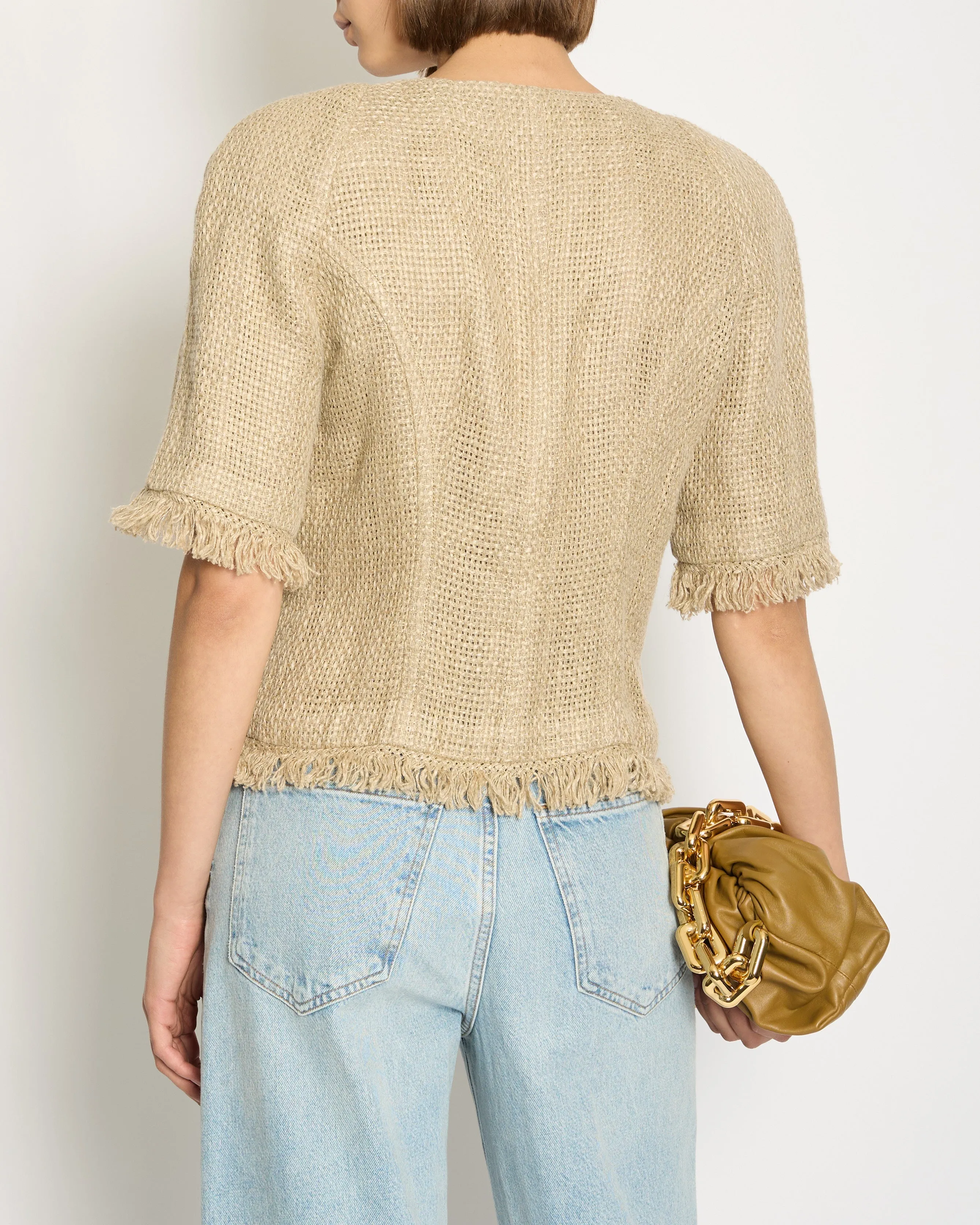 Chanel Ancient Greece 2018 Beige Tweed Jacket With Gold Button Detail Size Fr 40 (uk 12) Rrp £3,500