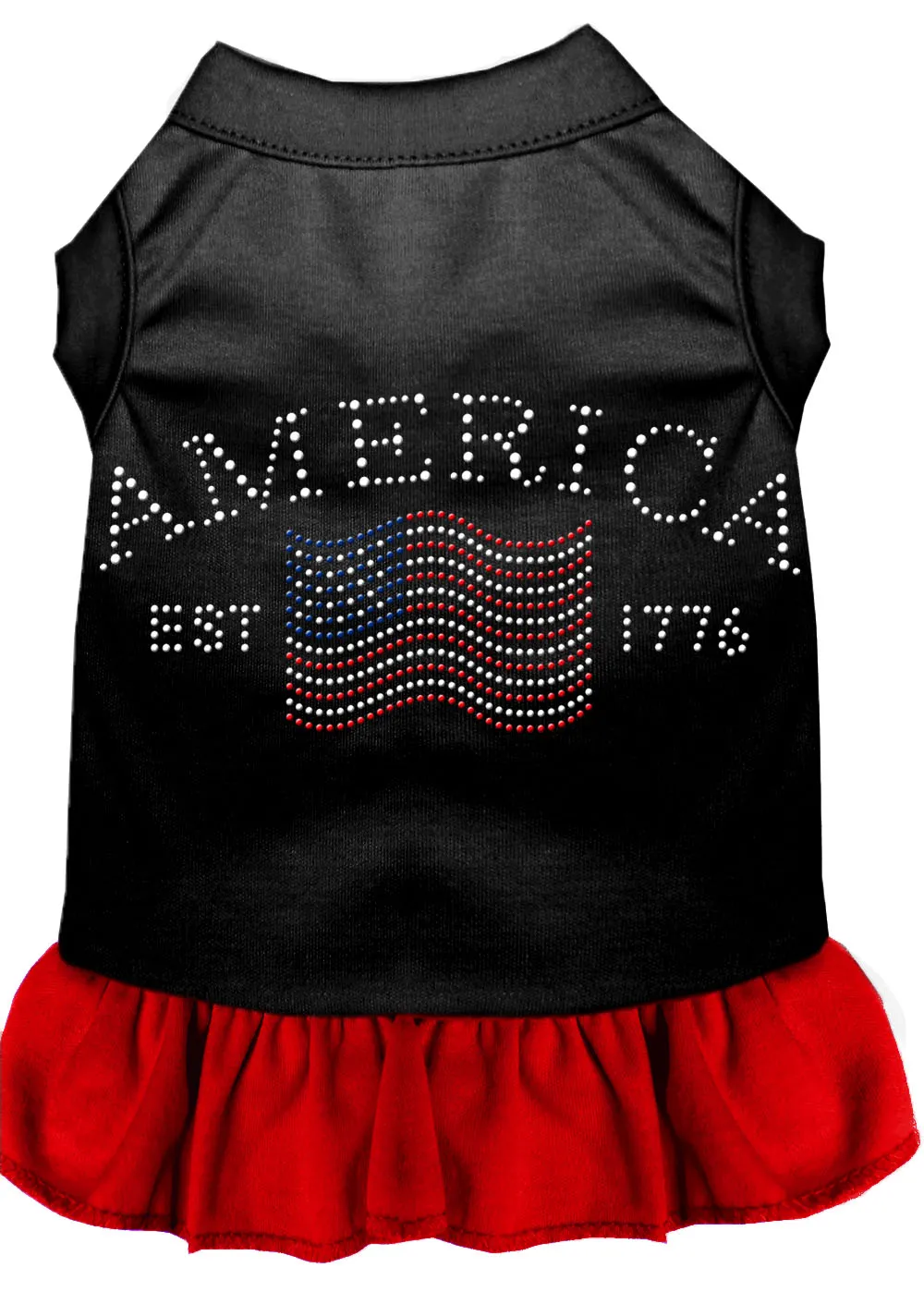 Classic America Rhinestone Dress Black With Red Xs