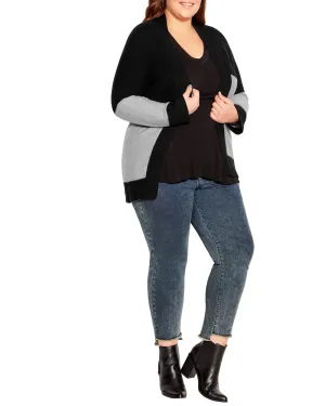 Contrast Block Cardigan | Black / Grey