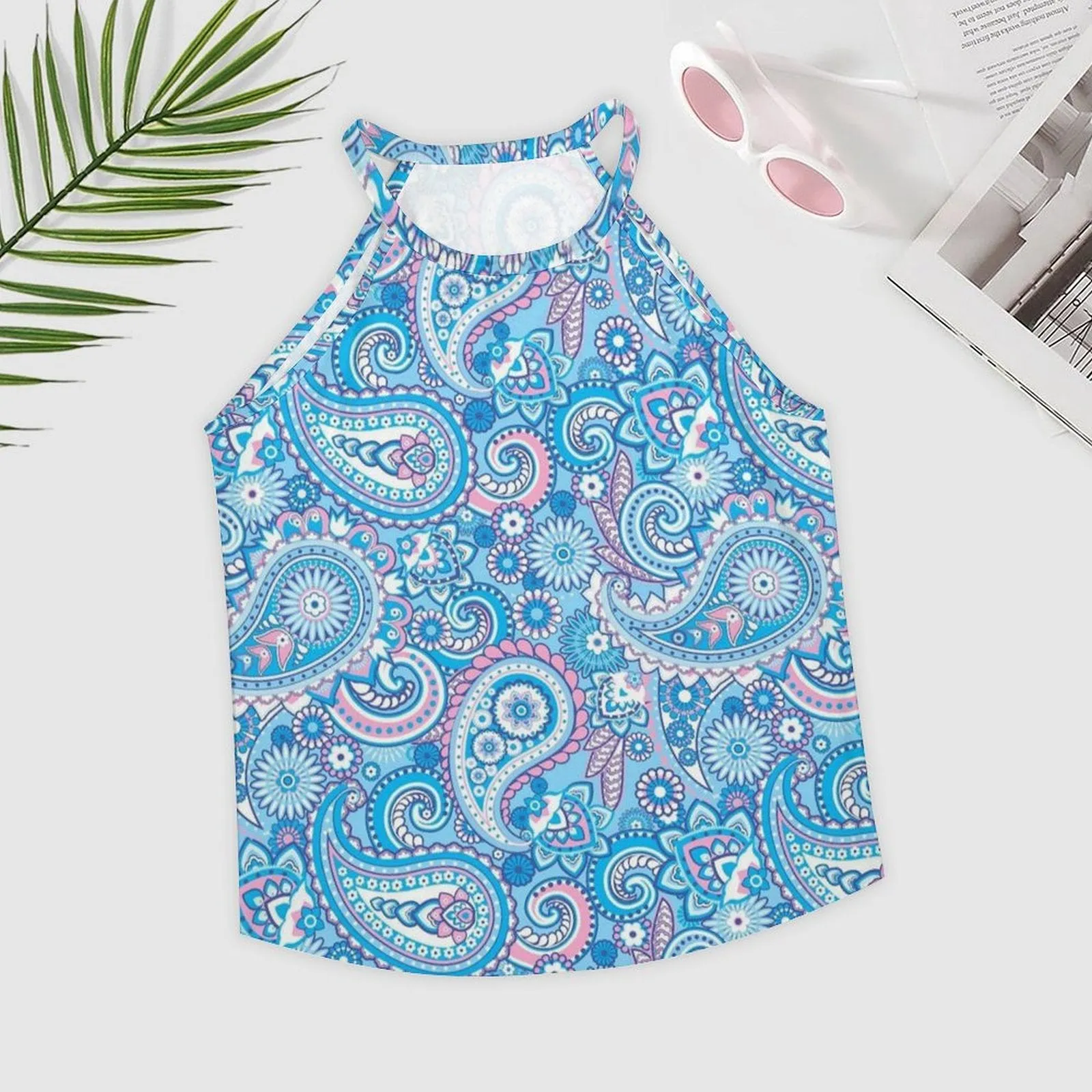 Custom Paisley Pattern Printed Women's Tank Top Cami Top Sleeveless Spaghetti Straps Vest