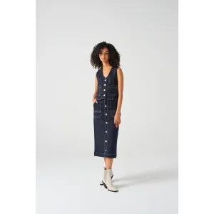 Dark Blue Front Button Denim Skirt