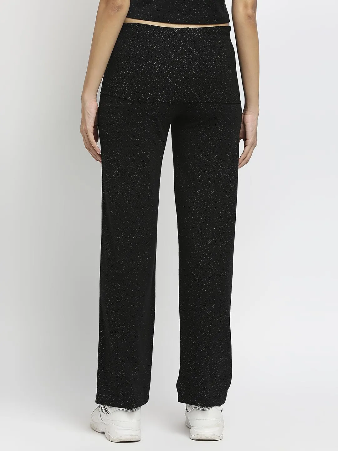 Effy Roll Top Pant In Black Glitter