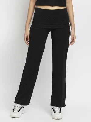 Effy Roll Top Pant In Black Glitter