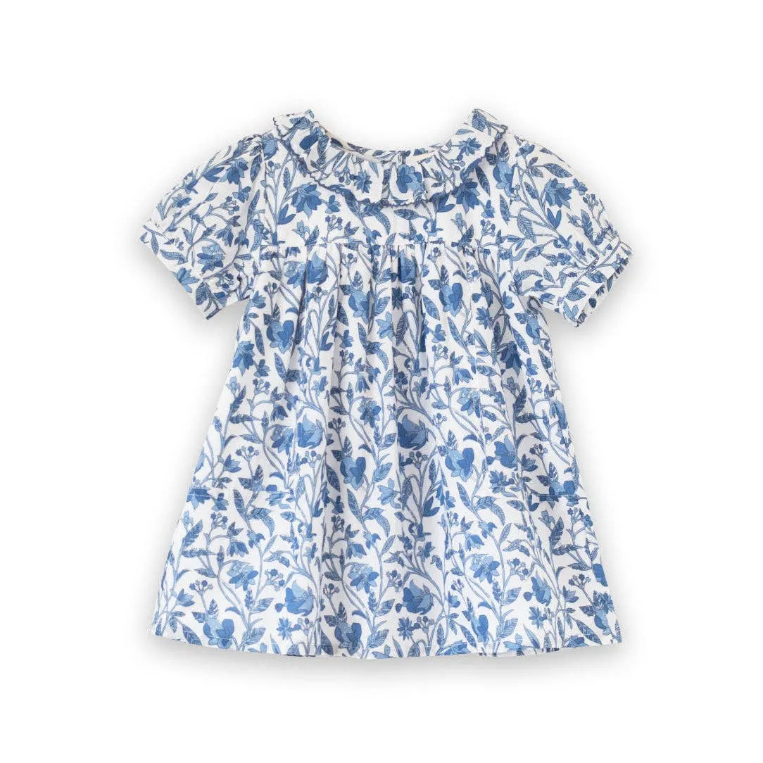 Emily Dress with Lace Trim (Vintage Blue)
