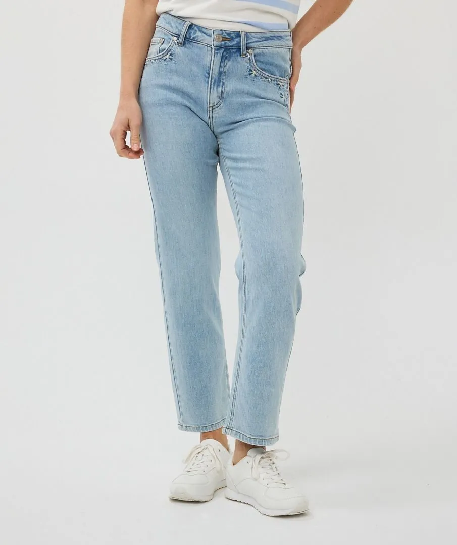 Esqualo Light Blue Embroidered Jeans
