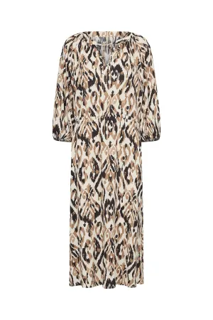 Fang Printed Midi Dress - Desert Brown Combi