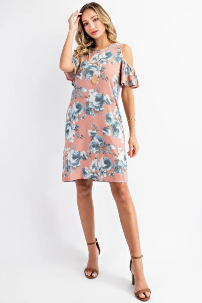 Floral cold shoulder fly away sleeve