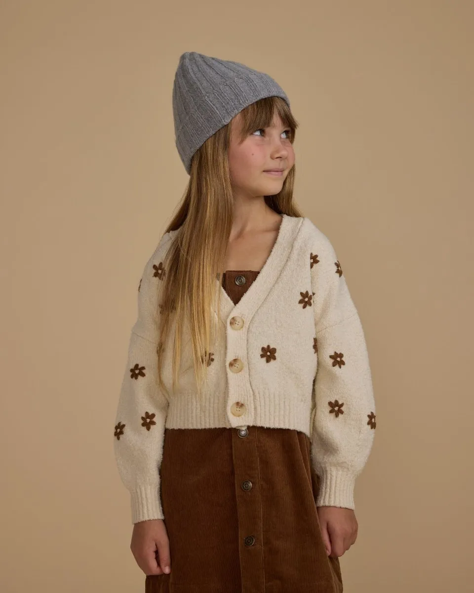 FLOWERS CROPPED BOXY CARDIGAN