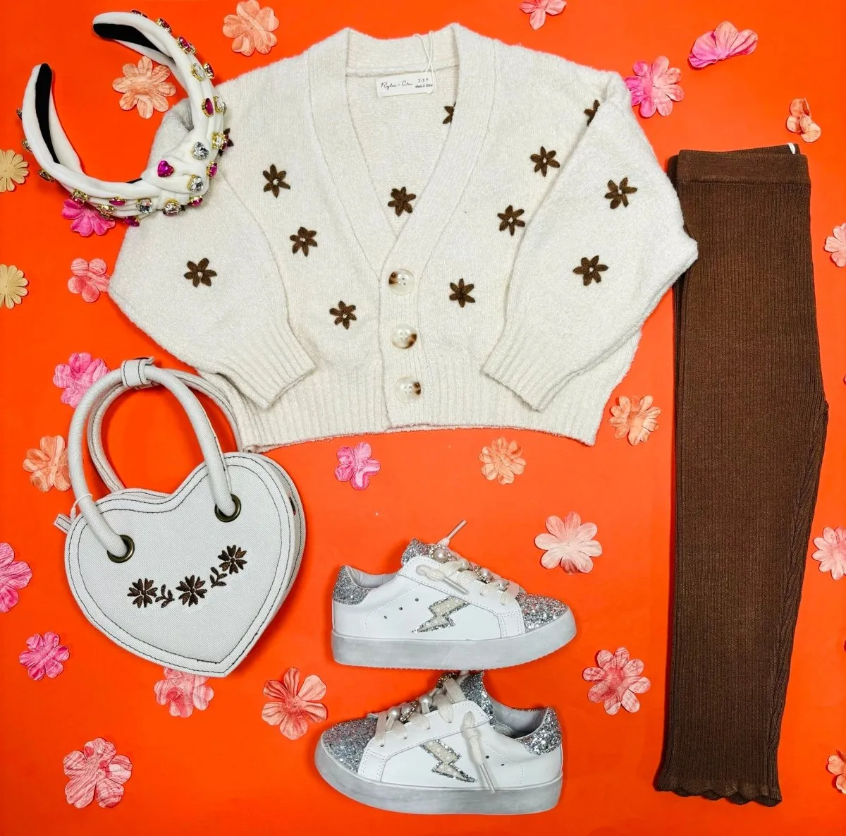 FLOWERS CROPPED BOXY CARDIGAN