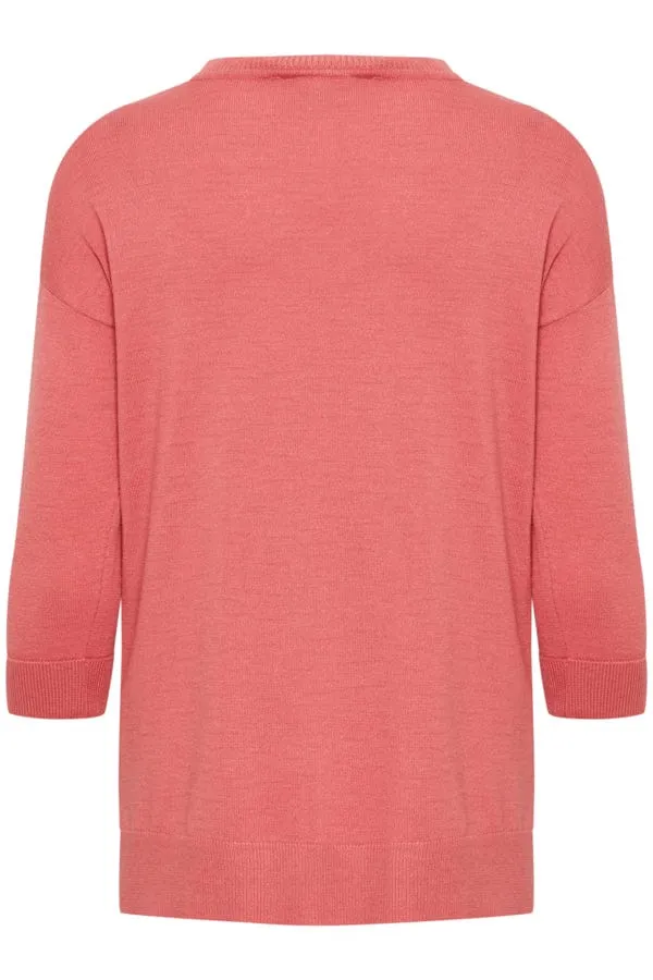 Fransa Button Detail Jumper Rose pink