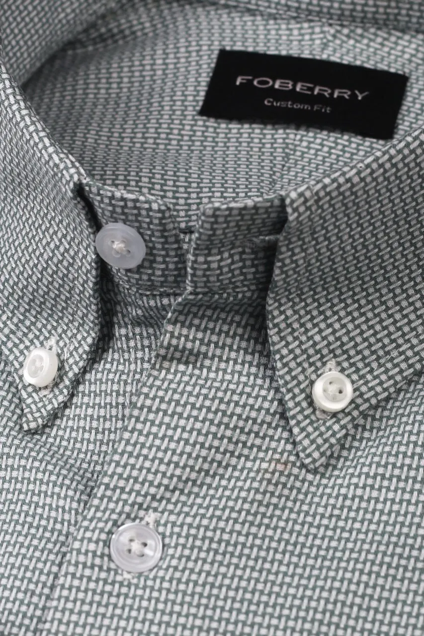 Fresh Green Weave Structured Shirt
