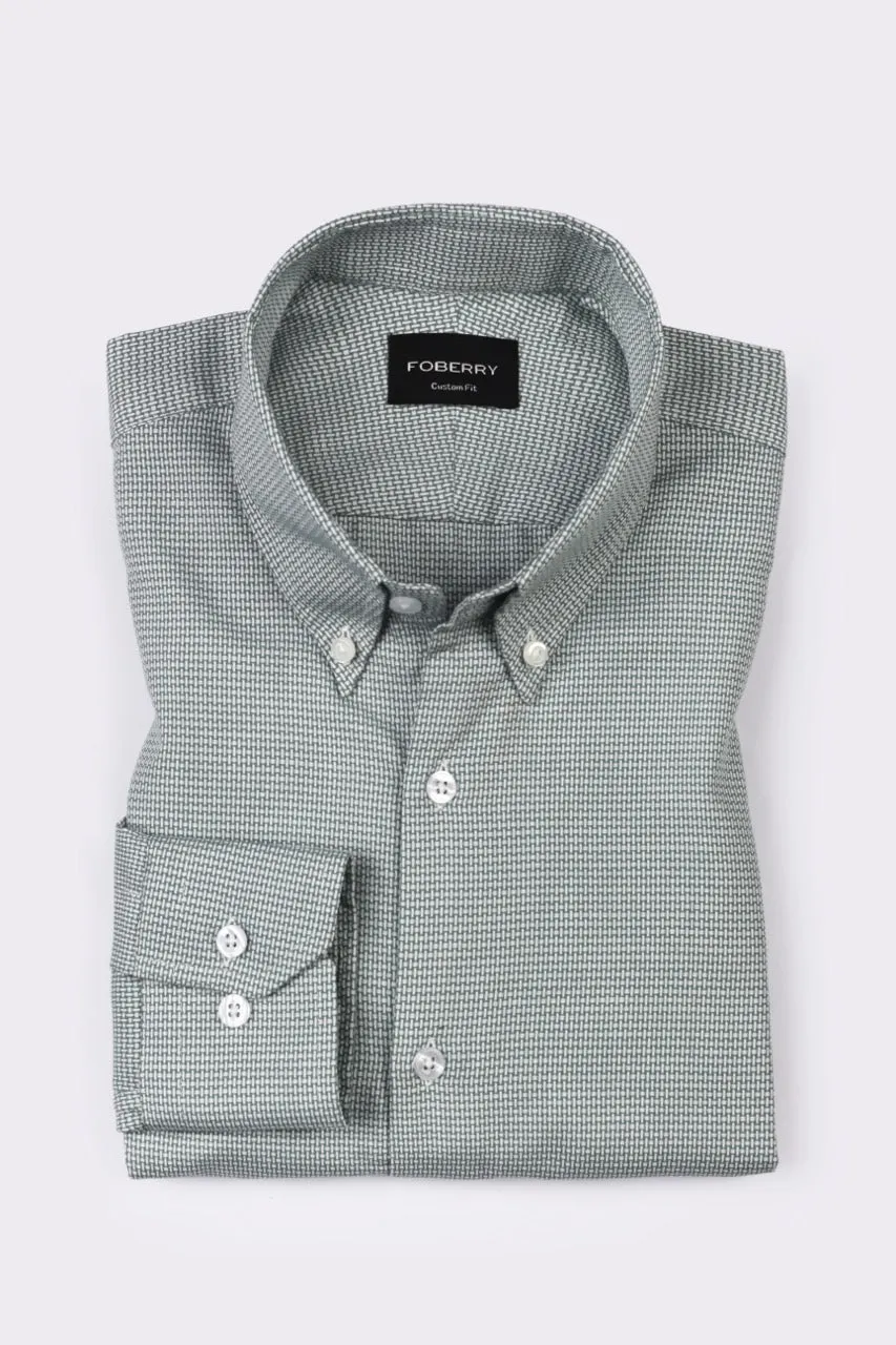 Fresh Green Weave Structured Shirt